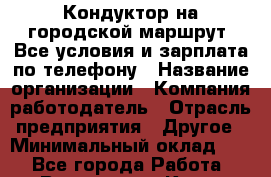 Кондуктор на городской маршрут. Все условия и зарплата по телефону › Название организации ­ Компания-работодатель › Отрасль предприятия ­ Другое › Минимальный оклад ­ 1 - Все города Работа » Вакансии   . Крым,Армянск